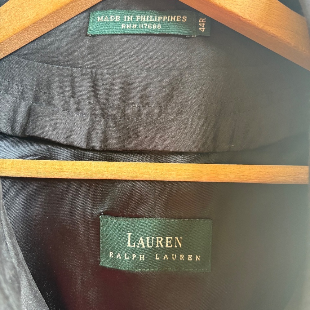 Vintage Y2K Lauren Ralph Lauren Men's Black Trench‎ Coat 44R Belted Waterproof - Picture 11 of 11